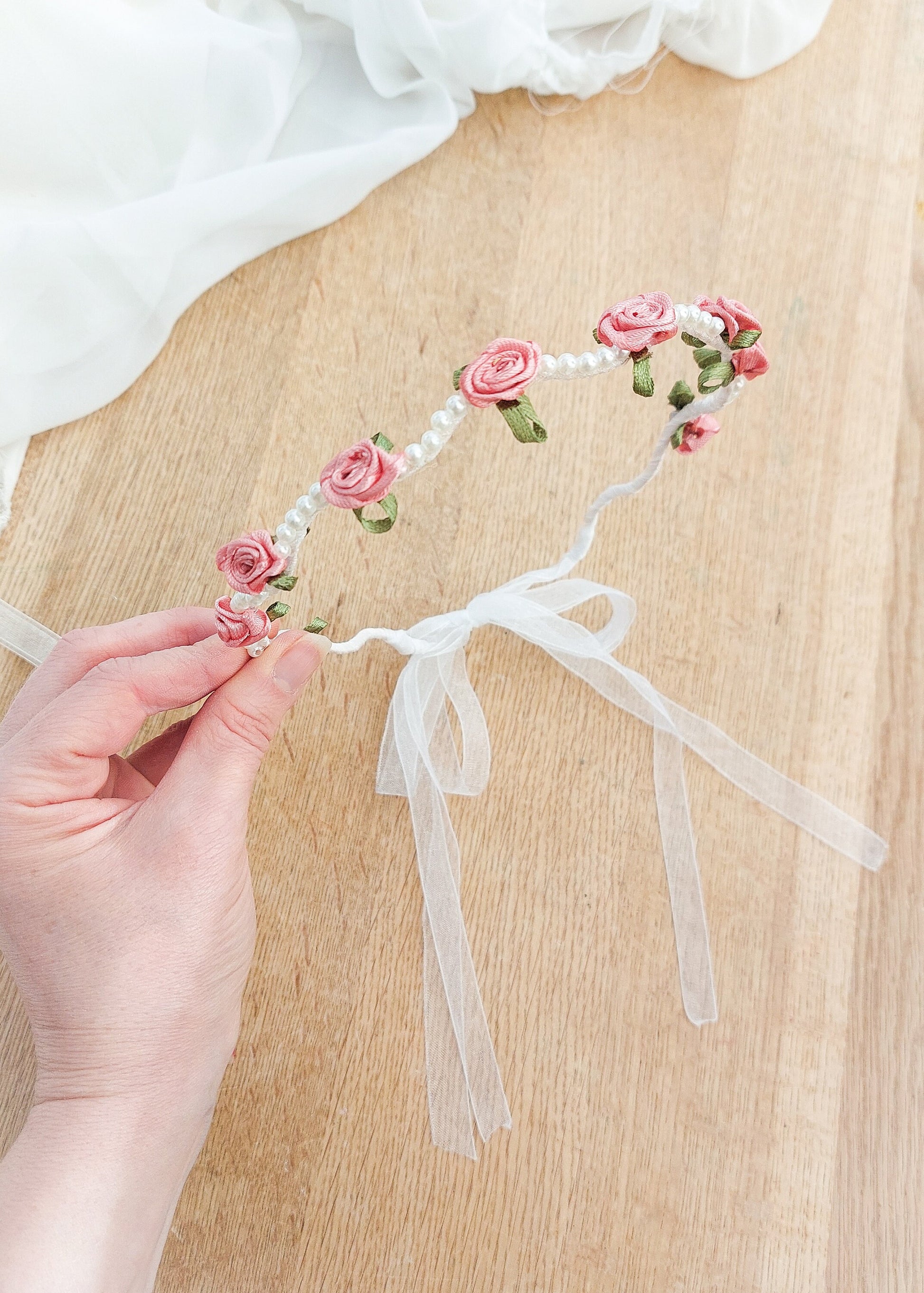 Flower Girl Hairband, Flower Girl Crown, Flower Girl Halo, Christening Hair Crown, Baptism Headband, Flower Girl Hair Accessories, Ivory