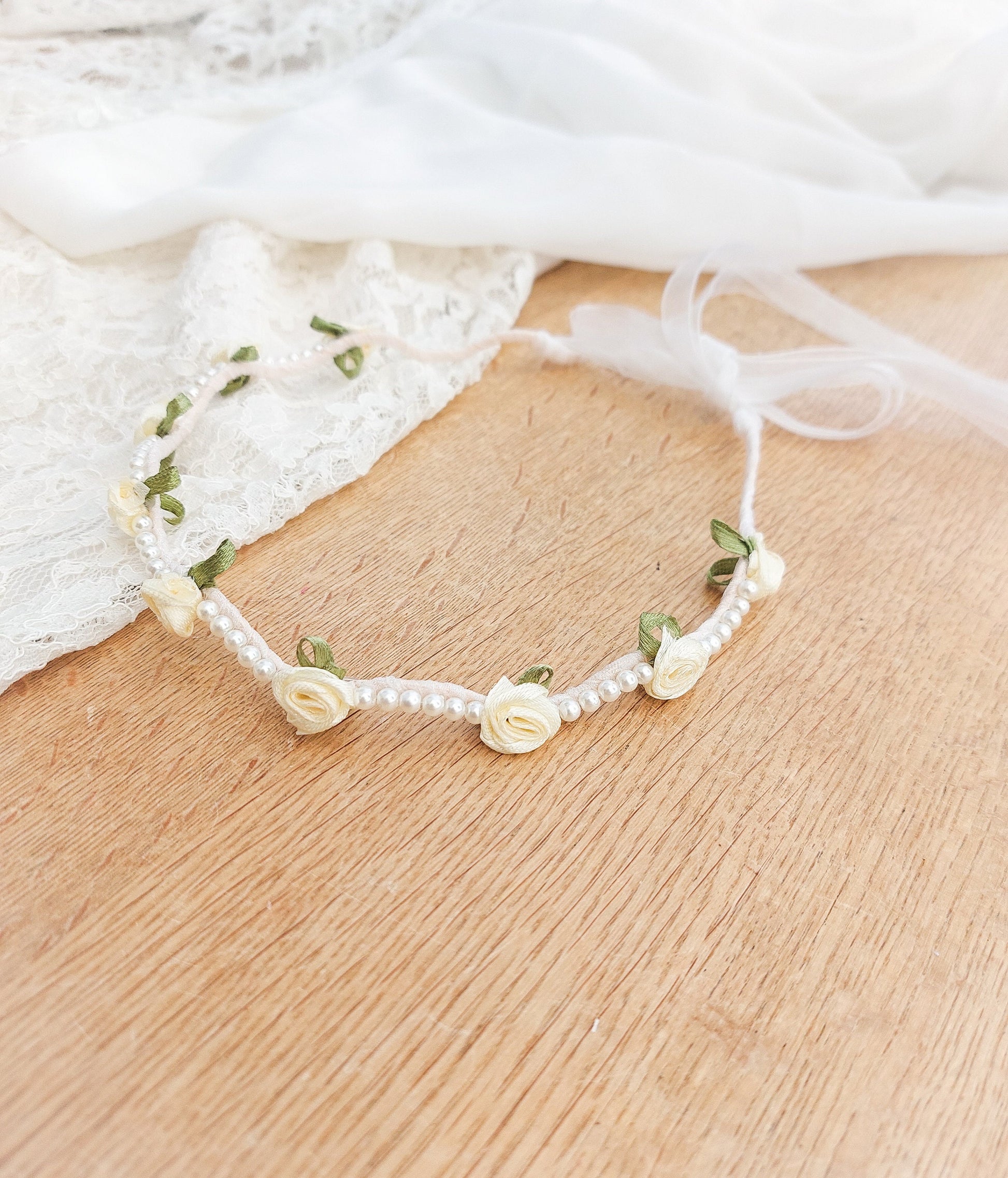 Flower Girl Hairband, Flower Girl Crown, Flower Girl Halo, Christening Hair Crown, Baptism Headband, Flower Girl Hair Accessories, Ivory