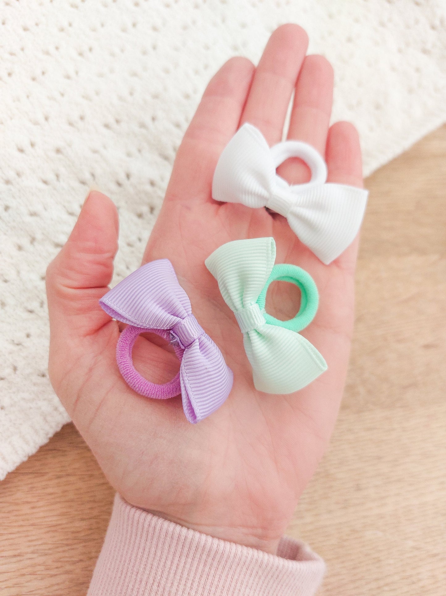 Pair of Baby Hair Ties, Bow Hair Bobbles, Toddler Hair Bands, Baby Hair Bands, Soft Hair Bobbles, Mini Hair Bands, Small Elastics, No Snag