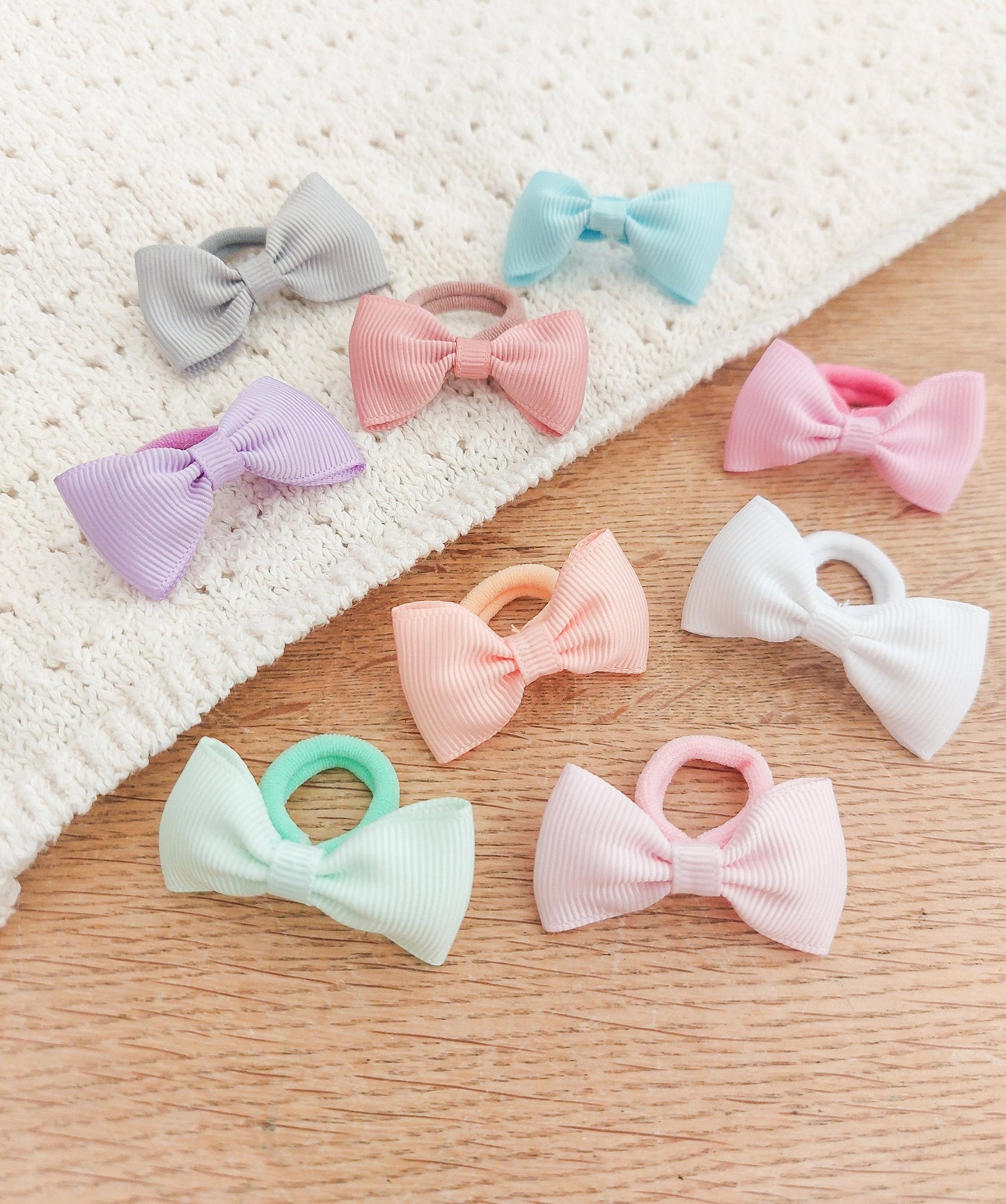 Pair of Baby Hair Ties, Bow Hair Bobbles, Toddler Hair Bands, Baby Hair Bands, Soft Hair Bobbles, Mini Hair Bands, Small Elastics, No Snag