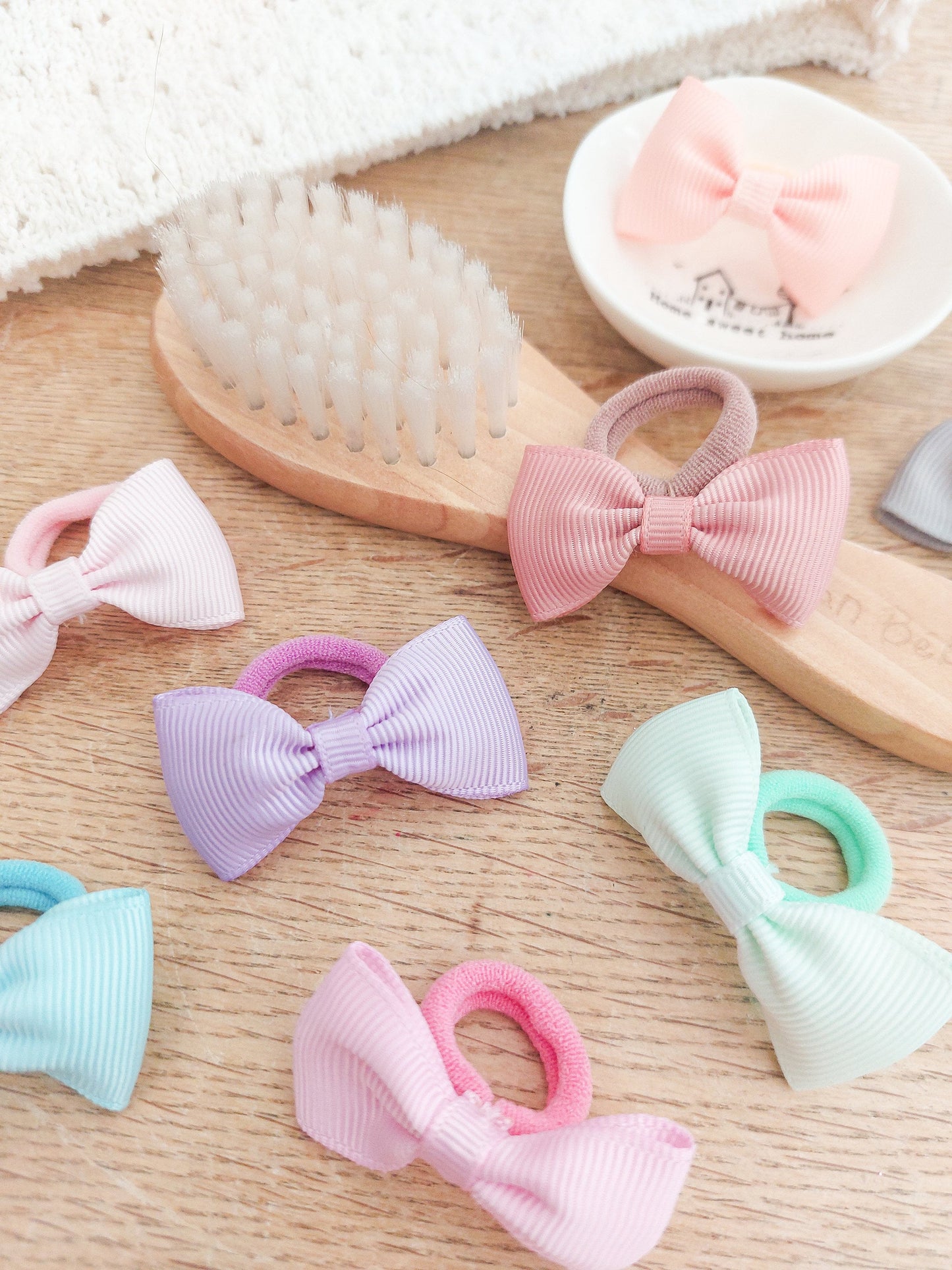 Pair of Baby Hair Ties, Bow Hair Bobbles, Toddler Hair Bands, Baby Hair Bands, Soft Hair Bobbles, Mini Hair Bands, Small Elastics, No Snag