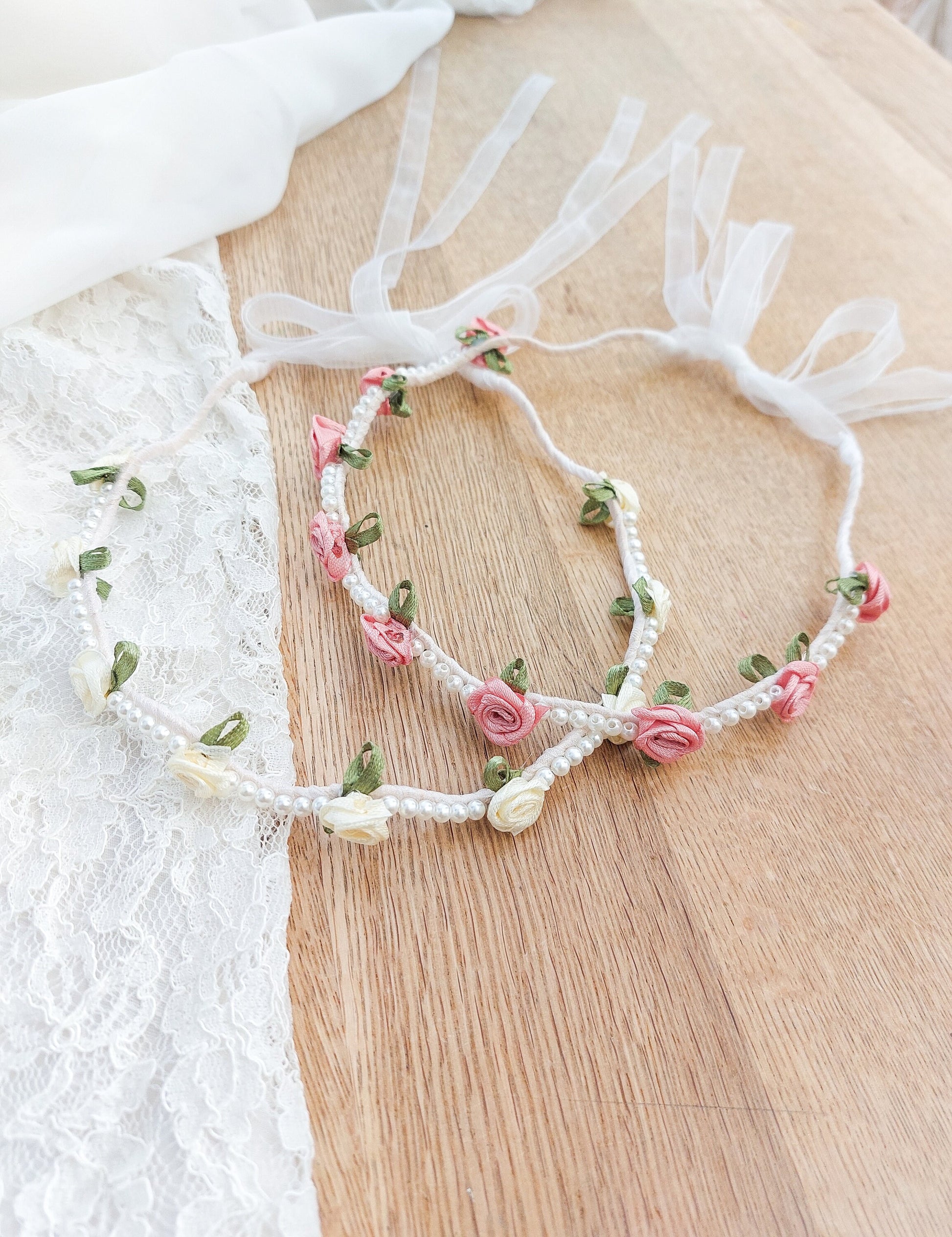 Flower Girl Hairband, Flower Girl Crown, Flower Girl Halo, Christening Hair Crown, Baptism Headband, Flower Girl Hair Accessories, Ivory