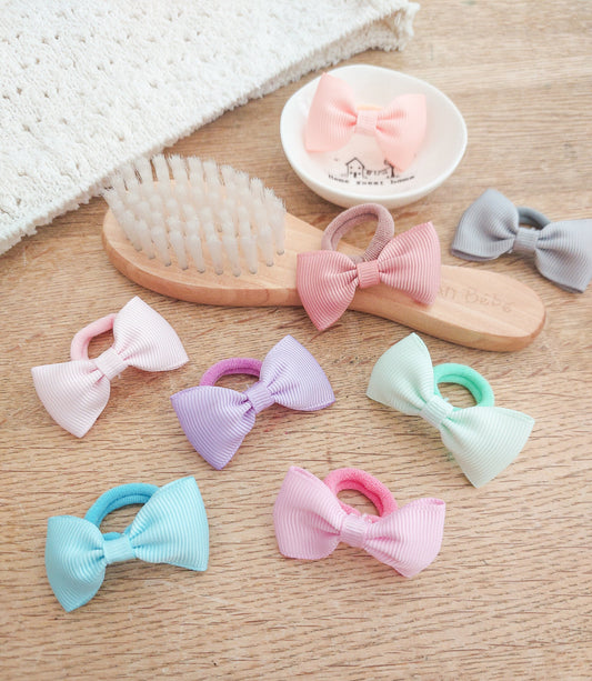 Pair of Baby Hair Ties, Bow Hair Bobbles, Toddler Hair Bands, Baby Hair Bands, Soft Hair Bobbles, Mini Hair Bands, Small Elastics, No Snag