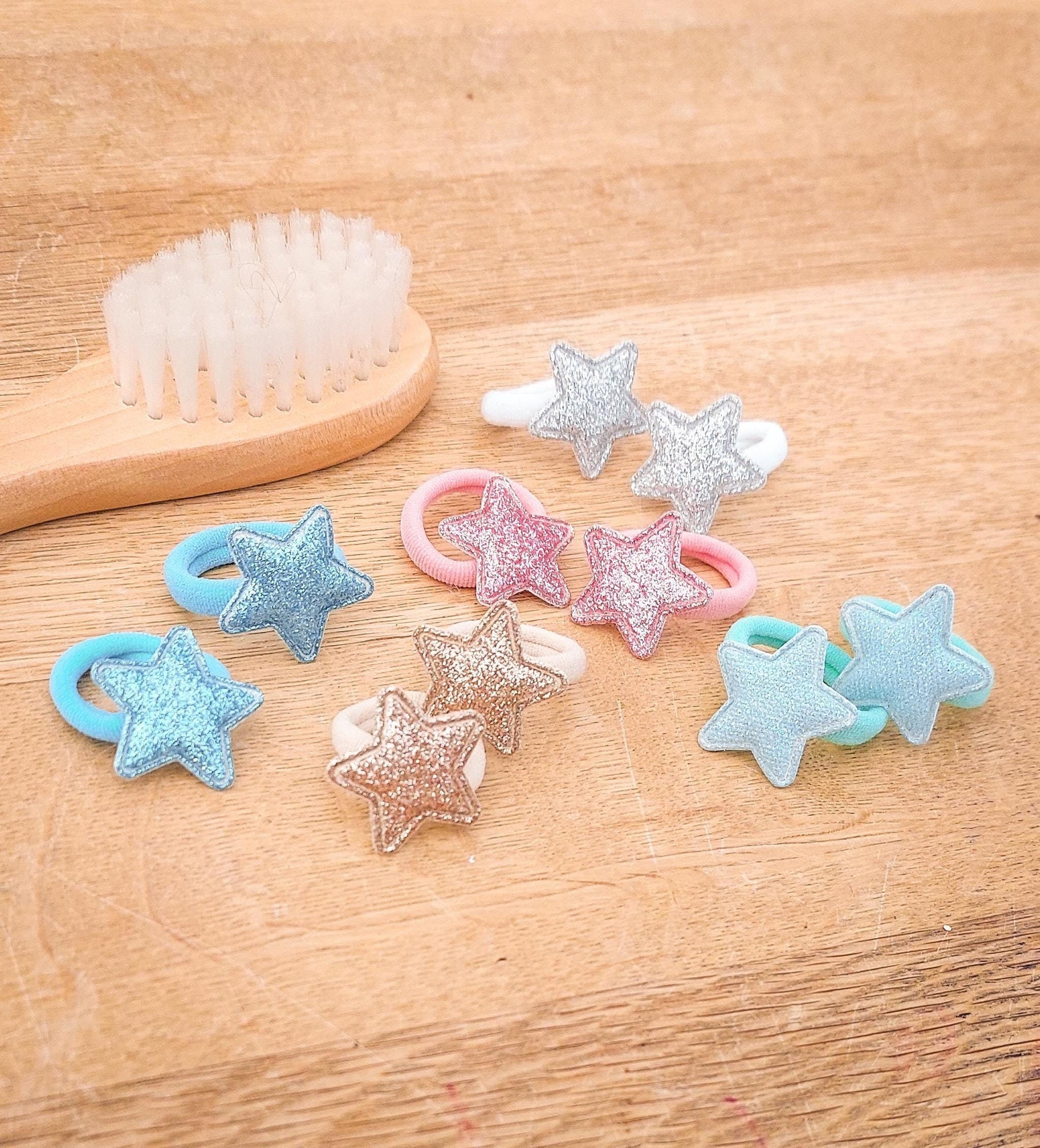 Pair of Baby Hair Ties, Star Hair Bobbles, Toddler Hair Bands, Baby Hair Bands, Soft Hair Bobbles, Mini Hair Bands, Small Elastics, No Snag