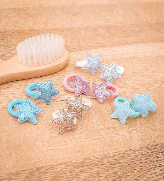 Pair of Baby Hair Ties, Star Hair Bobbles, Toddler Hair Bands, Baby Hair Bands, Soft Hair Bobbles, Mini Hair Bands, Small Elastics, No Snag