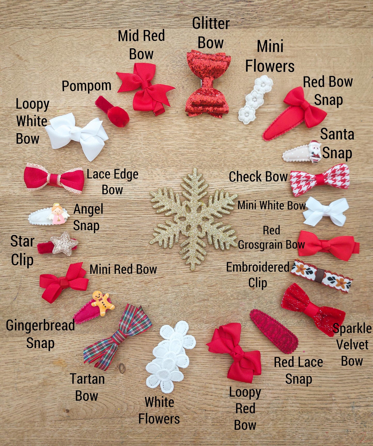 Christmas Hair Bows, Festive Hair Clips, Red Bows, Christmas Hair Accessories, Toddler Bows, Baby Hair Clip, Stocking Fillers, Girls Bows