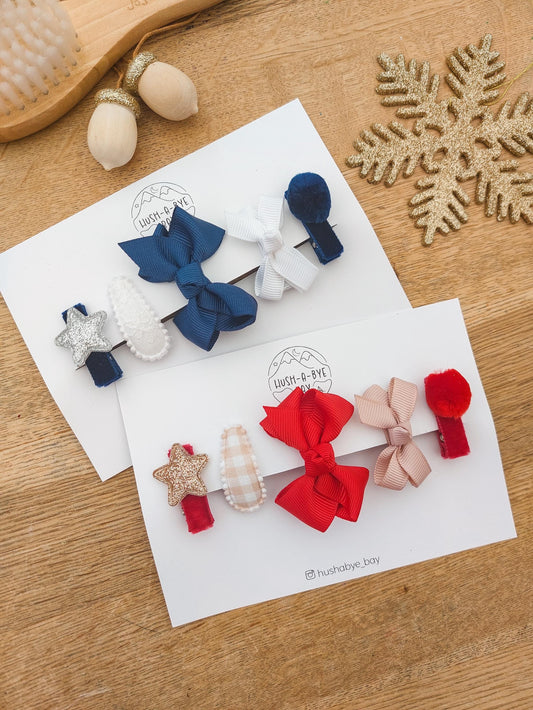 Baby First Hair Clips, Baby Christmas Hair Clips, Fully Lined Clips, Christmas Hair Clips, Festive Hair Clip Set, Toddler Clips
