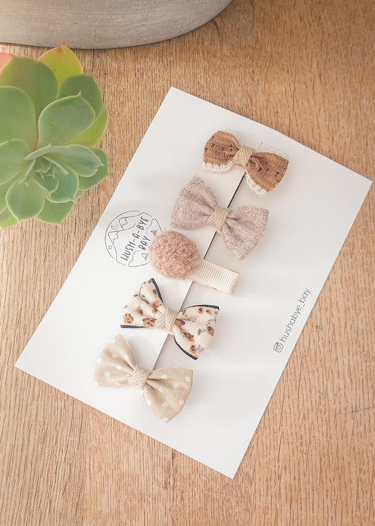 Neutral Baby Bows, Beige Bows, Fully Lined Clips, Baby Fringe Clips, First Hair Clips, Toddler Hair Clips, Gentle Hair Clips, Fully Lined