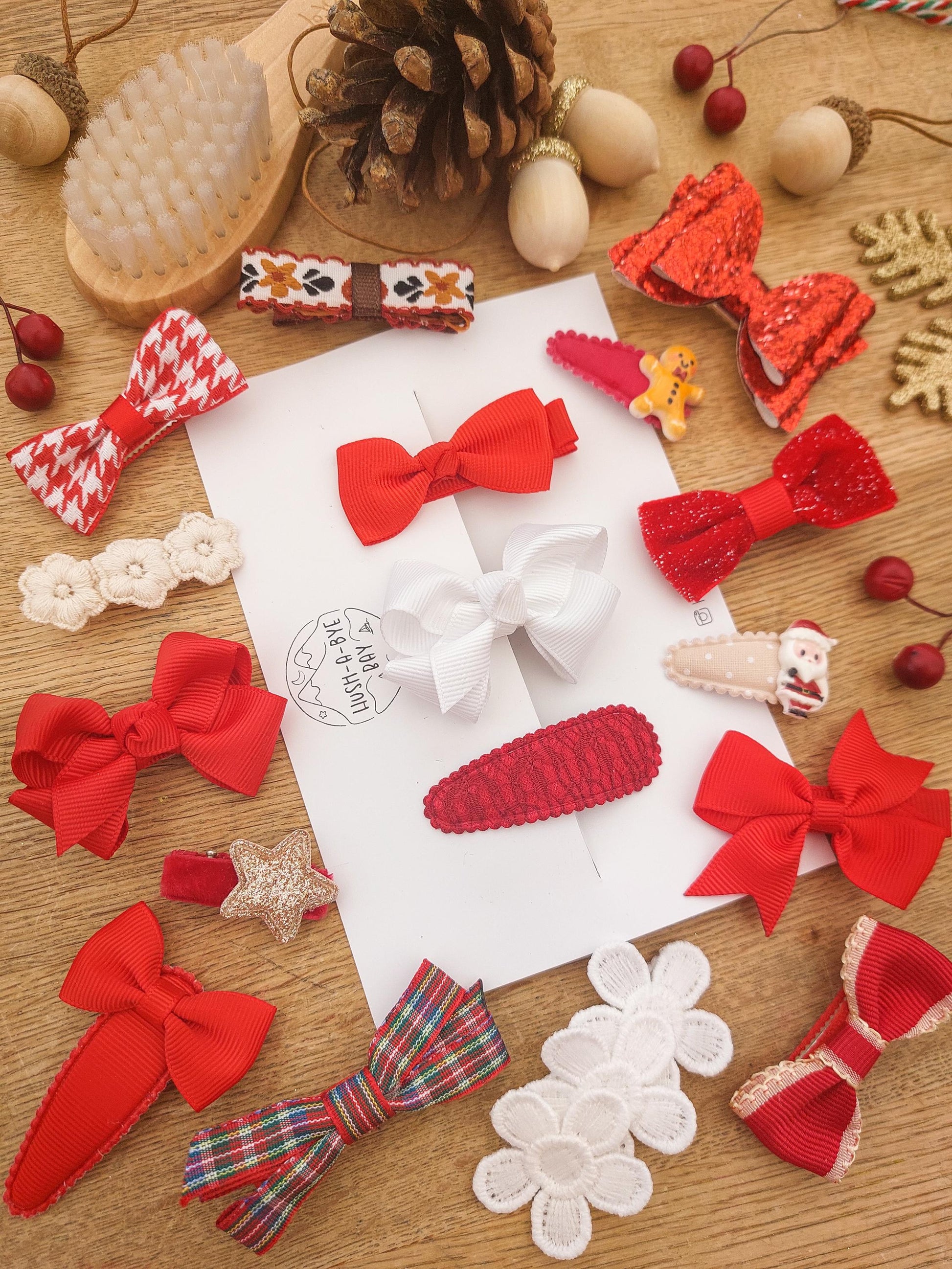 Christmas Hair Bows, Festive Hair Clips, Red Bows, Christmas Hair Accessories, Toddler Bows, Baby Hair Clip, Stocking Fillers, Girls Bows