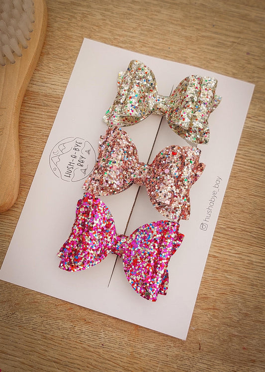 Sparkly Baby Bows, Glitter Bows, Christmas Bows, Party Bows, Girls Sparkly Bows, Baby Hair Clips, Toddler Hair Clips, Gold Bows, Glittery