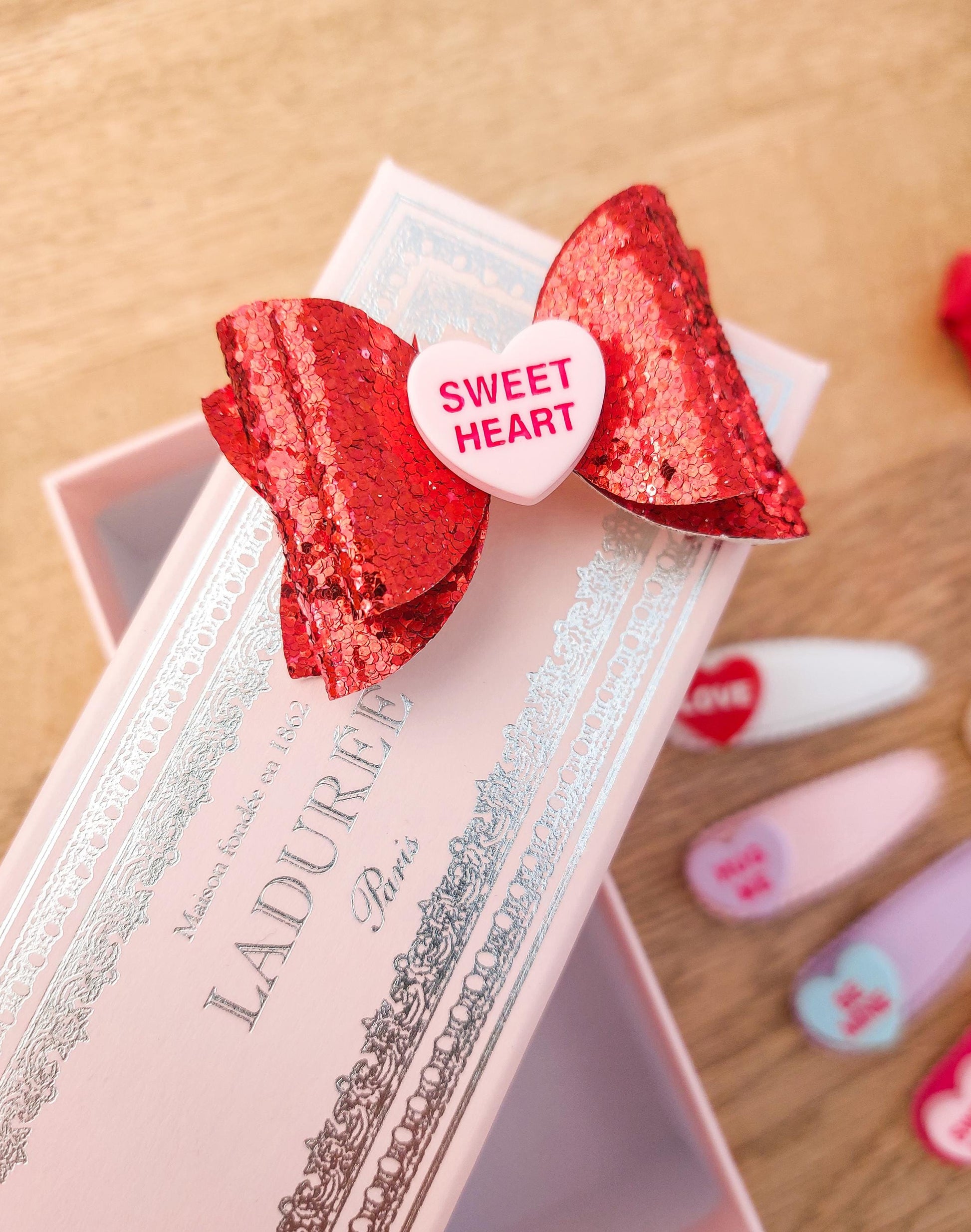 Valentines Bow, Valentines Hair Clip, Valentines gift for girls, Red Heart Hair Bow, Red Bow, Toddler Hair Clips, Baby Hair Clips, Baby Bow