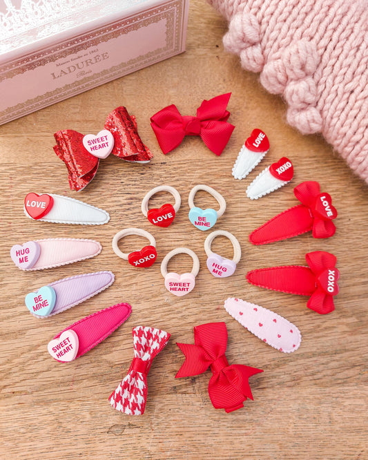 Valentines Bow, Valentines Hair Clip, Valentines gift for girls, Red Heart Hair Bow, Red Bow, Toddler Hair Clips, Baby Hair Clips, Baby Bow