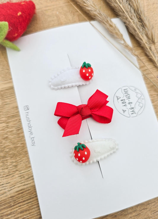 Strawberry Hair Clips, Baby Hair Clips, Red Hair Clips, Baby Snap Clips, Baby Fringe Clips, Red Baby Bow, Tiny Hair Clips, Toddler Clips