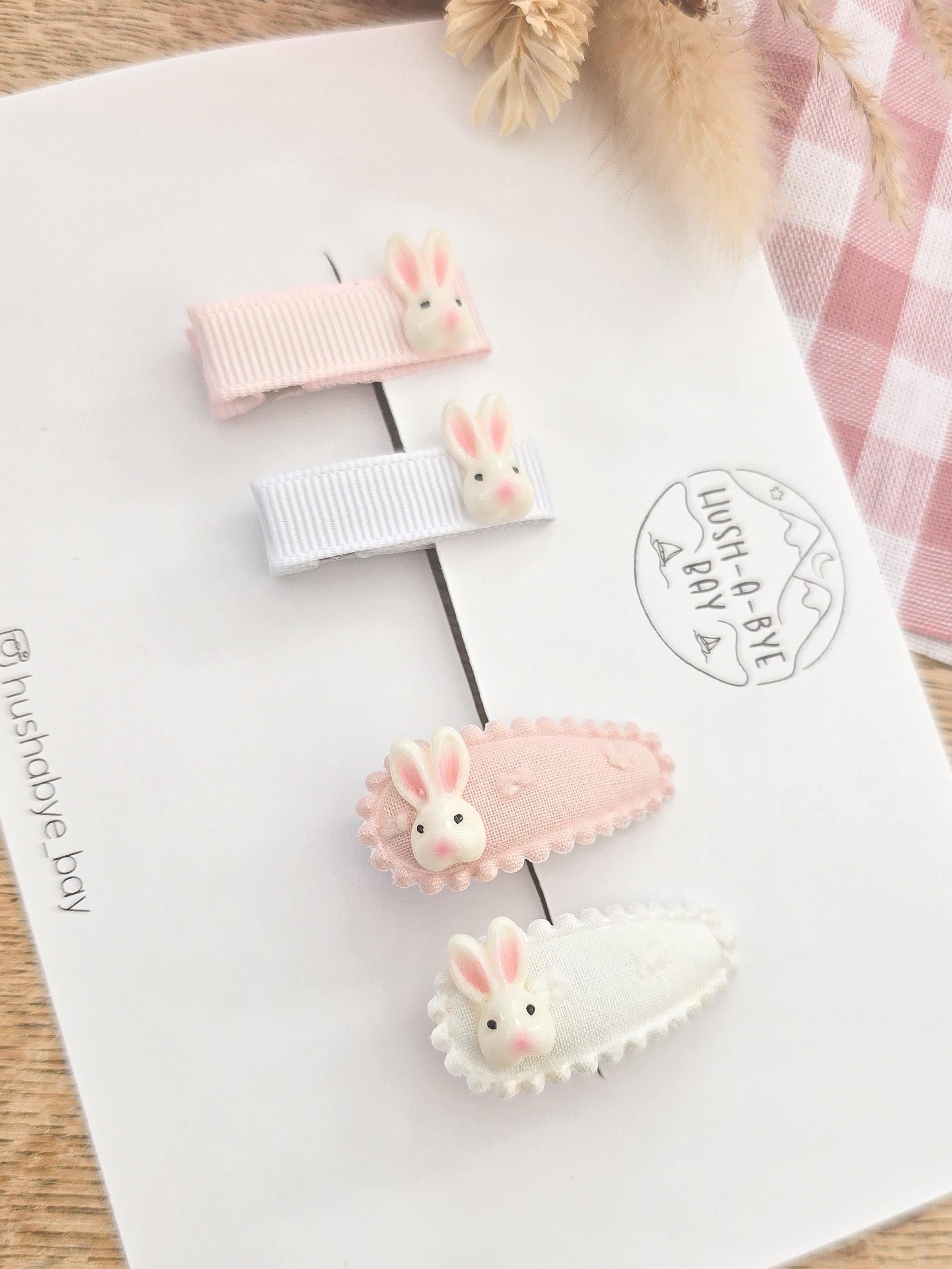 Easter Baby Hair Clips, Baby Hair Clips, Fully Lined Hair Clips, Bunny Hair Clips, Easter gift for baby, Easter Hair Clip Set