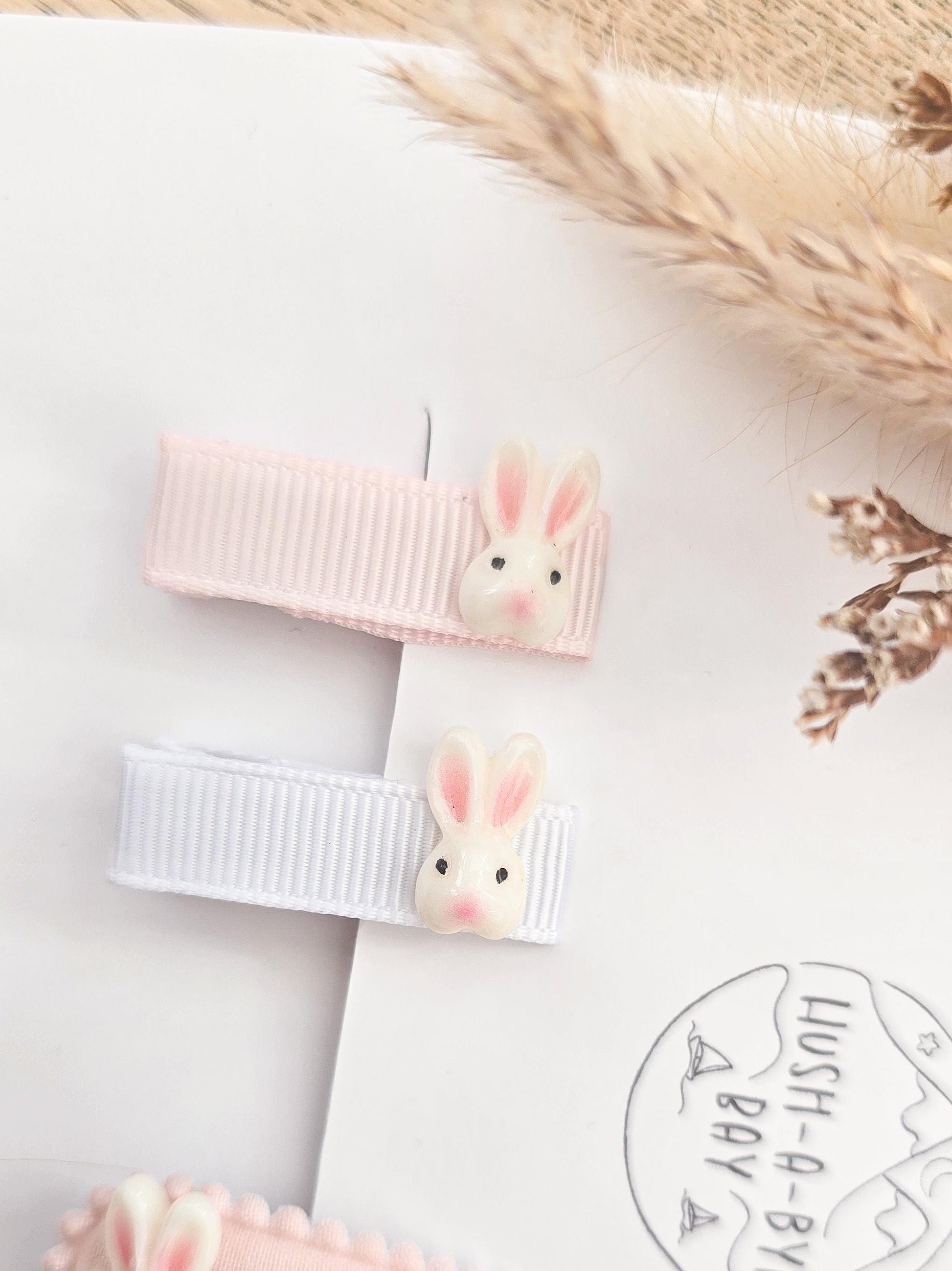 Easter Baby Hair Clips, Baby Hair Clips, Fully Lined Hair Clips, Bunny Hair Clips, Easter gift for baby, Easter Hair Clip Set