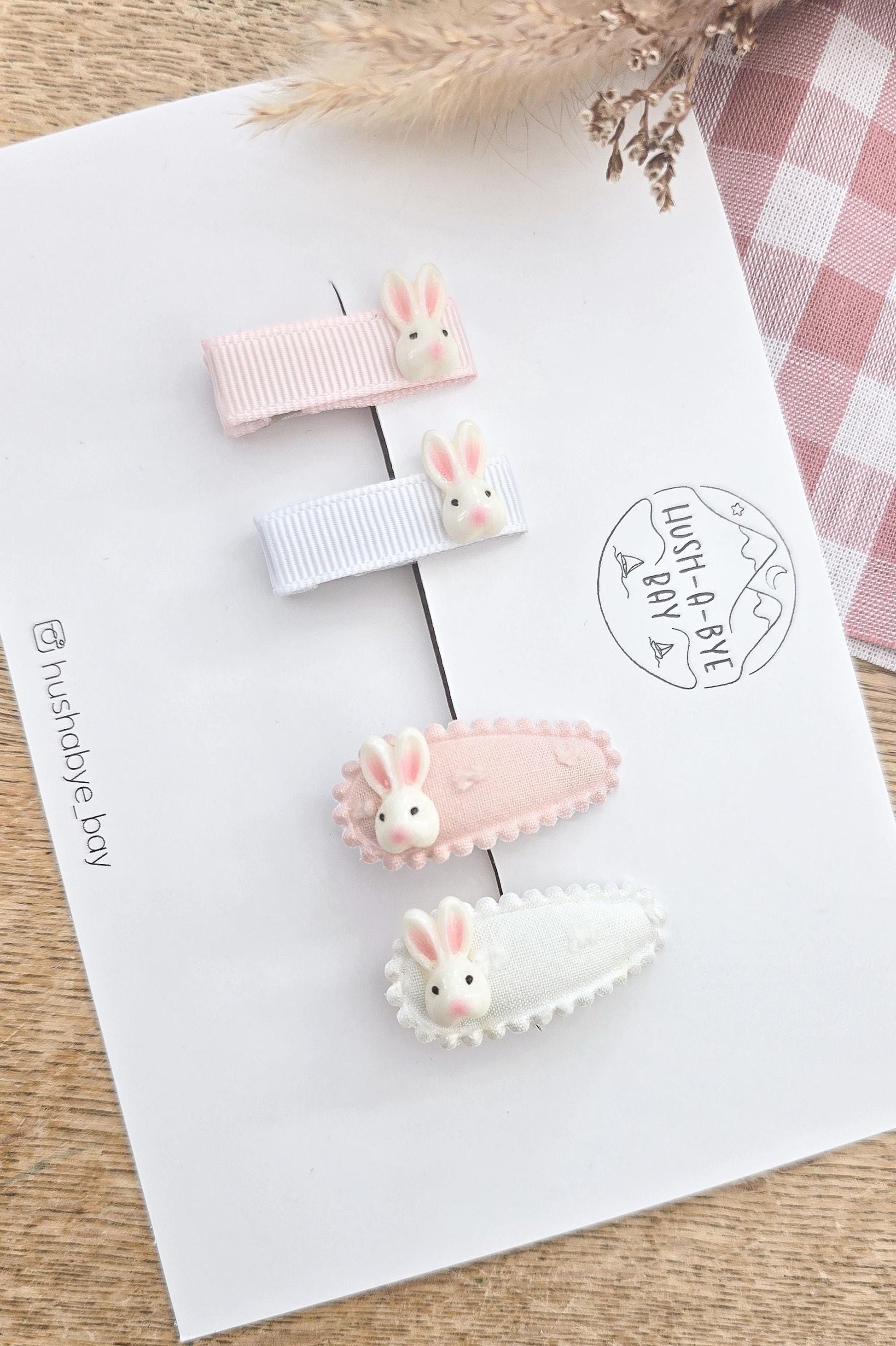 Easter Baby Hair Clips, Baby Hair Clips, Fully Lined Hair Clips, Bunny Hair Clips, Easter gift for baby, Easter Hair Clip Set