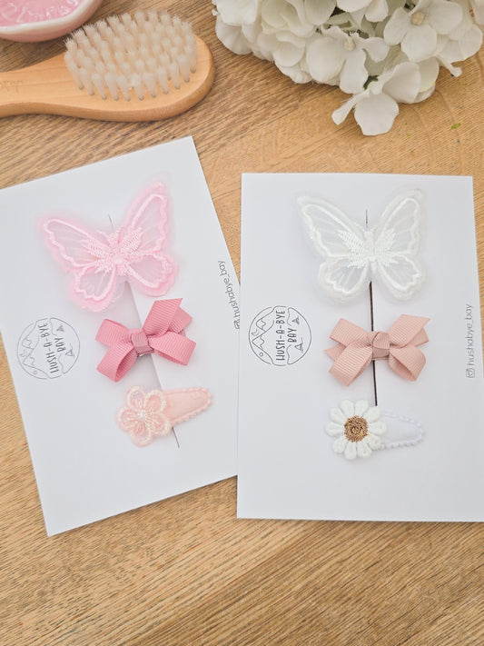 Butterfly Baby Hair Clip Set, Baby First Hair Clips, Baby Fringe Clips, Tiny Hair Clips, Toddler Clips, Gentle Clips, Baby Bows
