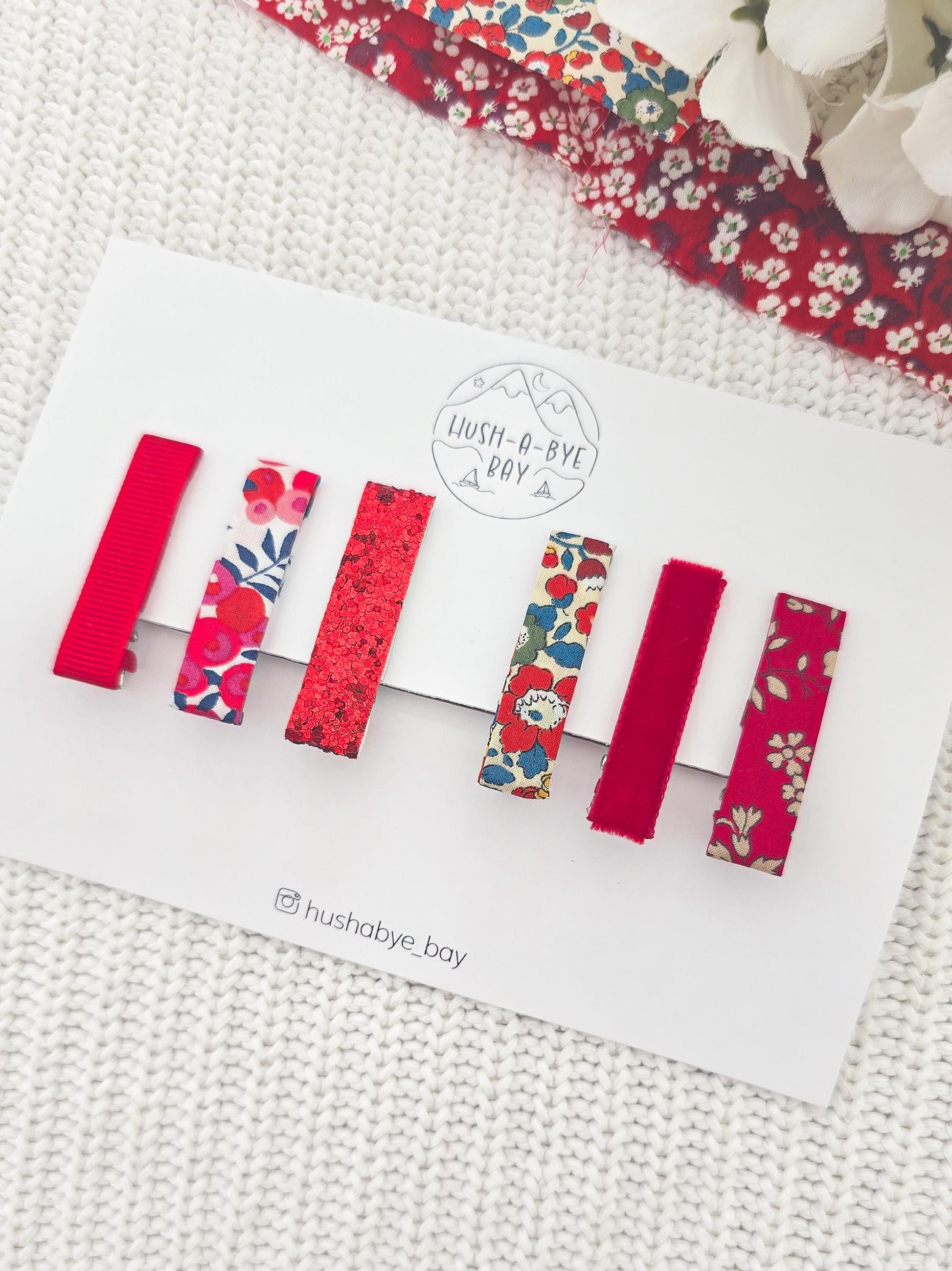 Baby Hair Clip Set, Liberty Fabric Hair Clips, Toddler Hair Clips, Fringe Clips, Red Hair Clips, Red Hair Clip Set,Christmas Baby Hair Clips