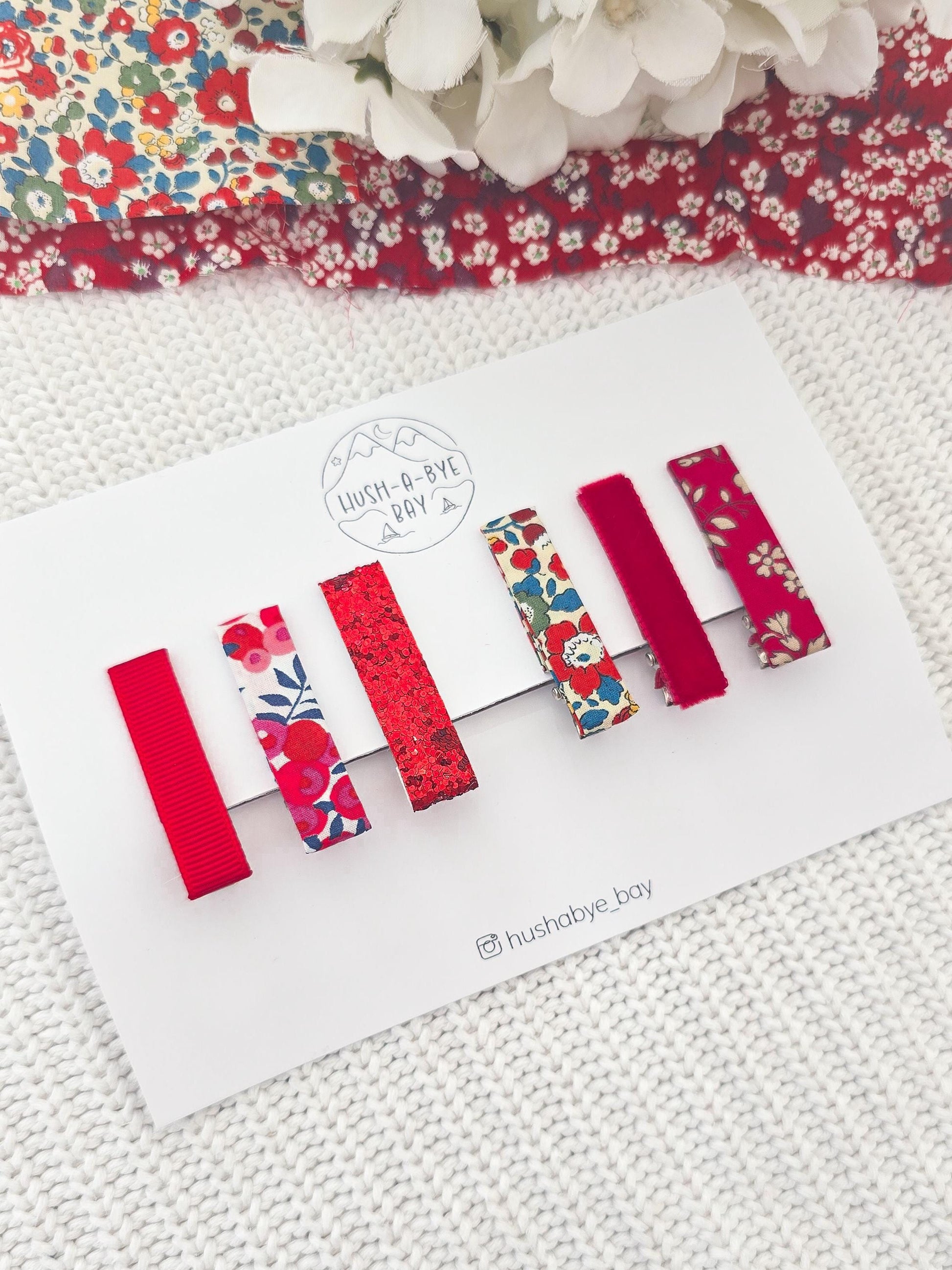 Baby Hair Clip Set, Liberty Fabric Hair Clips, Toddler Hair Clips, Fringe Clips, Red Hair Clips, Red Hair Clip Set,Christmas Baby Hair Clips