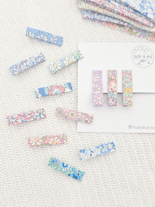 Liberty London Fabric Hair Clips, Baby Hair Clips, Fringe Clips, Liberty London Fabric, Floral Hair Clips, Hair Clip Set, Toddler Hair Clips