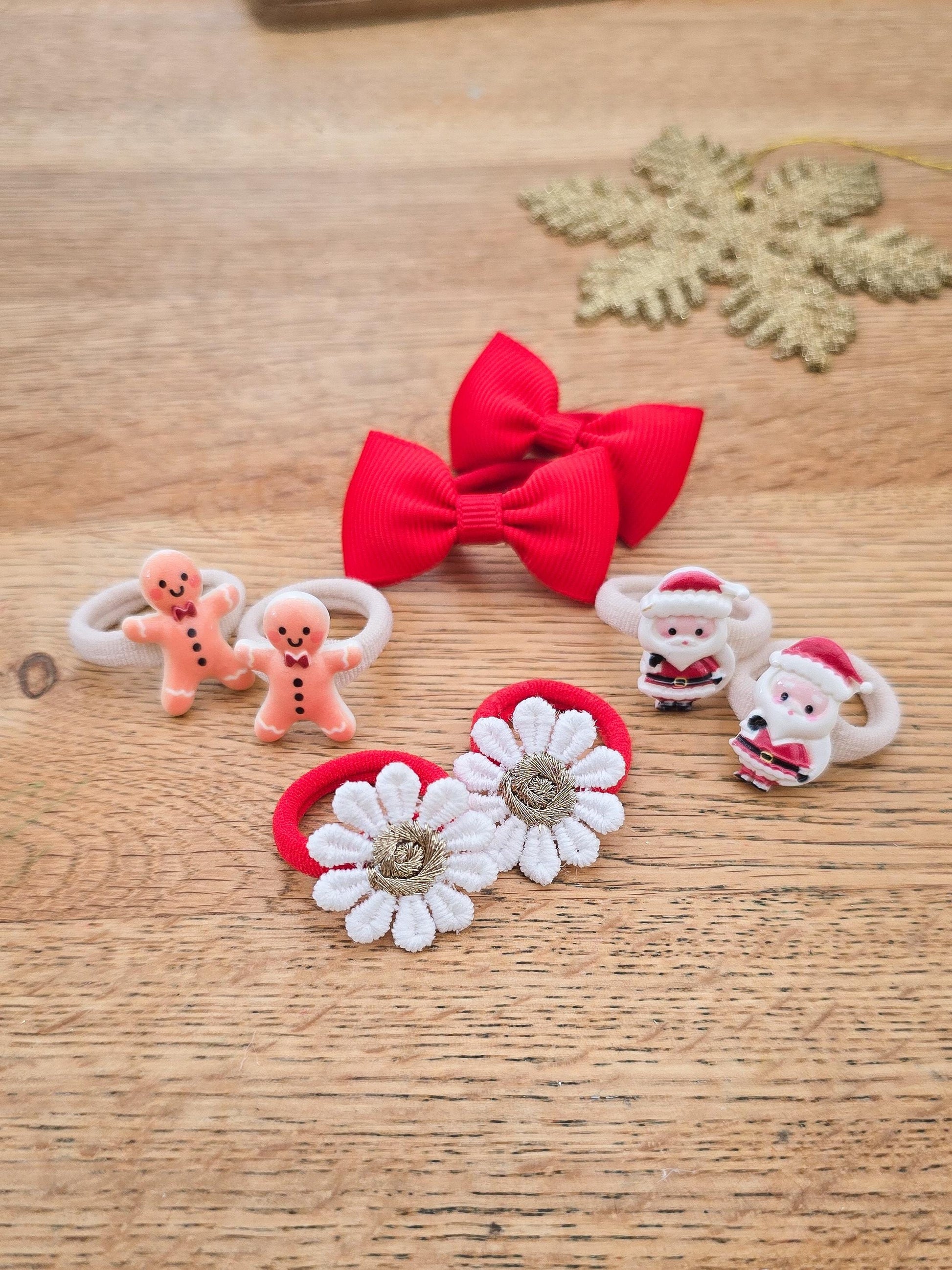 Set of Christmas Baby Hair Bobbles, Baby Hair Ties, Toddler Hair Bands, Soft Hair Bands, Mini Hair Bobbles, Baby Girl Stocking Filler Gift