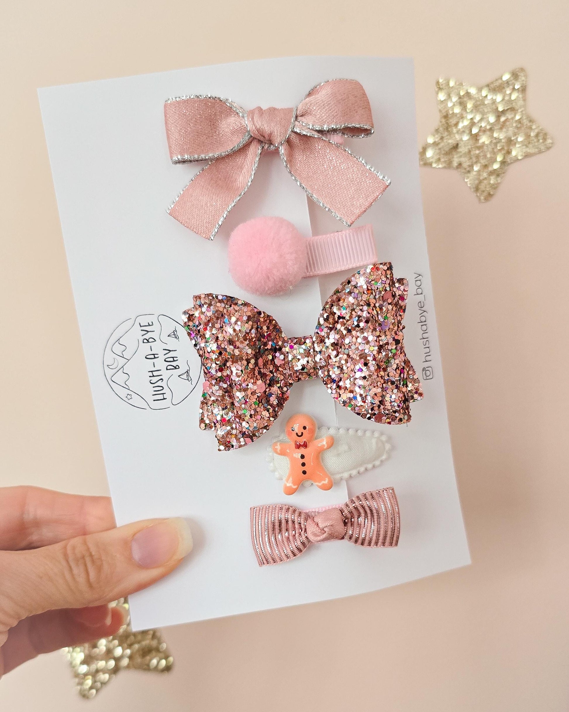 Baby Pink Christmas Hair Clips, Girls Christmas Hair Accessories, Pink Christmas Hair Clips, Festive Hair Clip Set, Christmas Gift for Baby