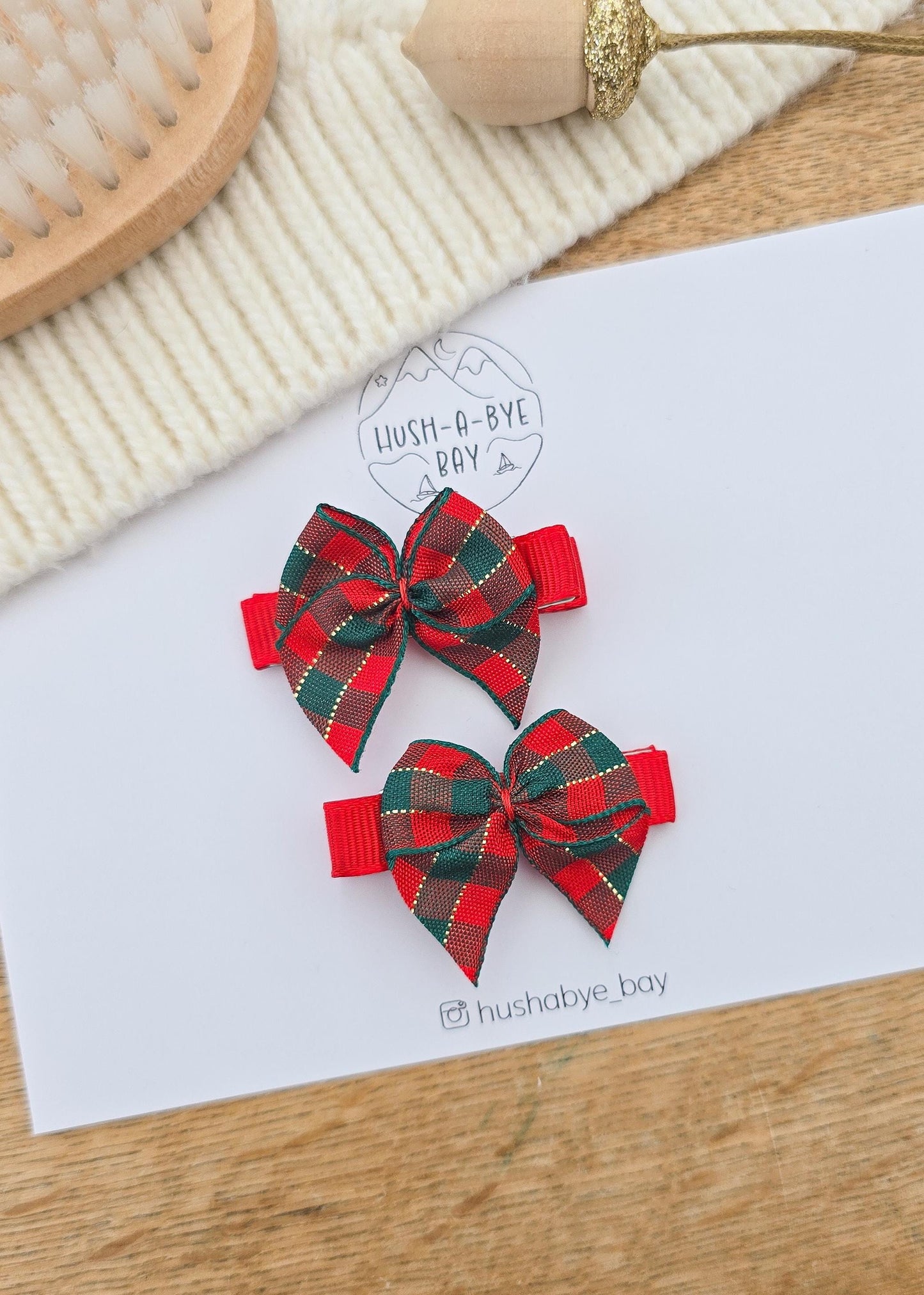 Gingham Christmas Hair Clips, Gingham Bow Hair Clips, Baby Fringe Clips, Festive Hair Clips, Baby Hair Clips, Christmas Hair Accessories