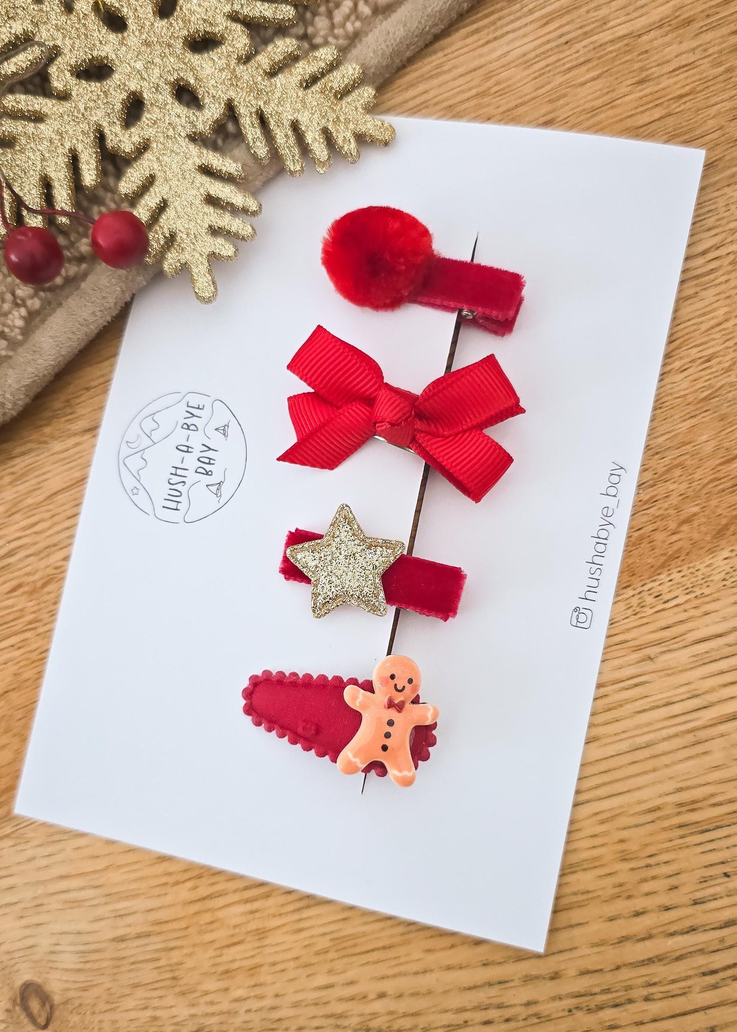 Christmas Baby First Hair Clips, Red Baby Hair Clips, Fully Lined Clips, Baby Fringe Clips, Tiny Hair Clips, Gentle Clips, Soft Hair Clips