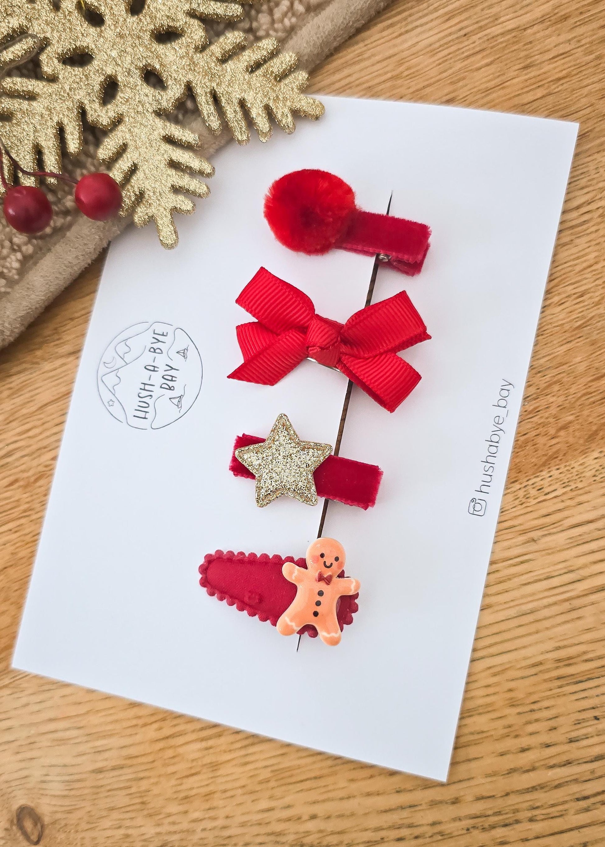 Christmas Baby First Hair Clips, Red Baby Hair Clips, Fully Lined Clips, Baby Fringe Clips, Tiny Hair Clips, Gentle Clips, Soft Hair Clips