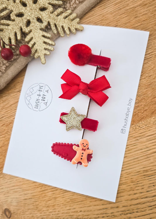 Christmas Baby First Hair Clips, Red Baby Hair Clips, Fully Lined Clips, Baby Fringe Clips, Tiny Hair Clips, Gentle Clips, Soft Hair Clips
