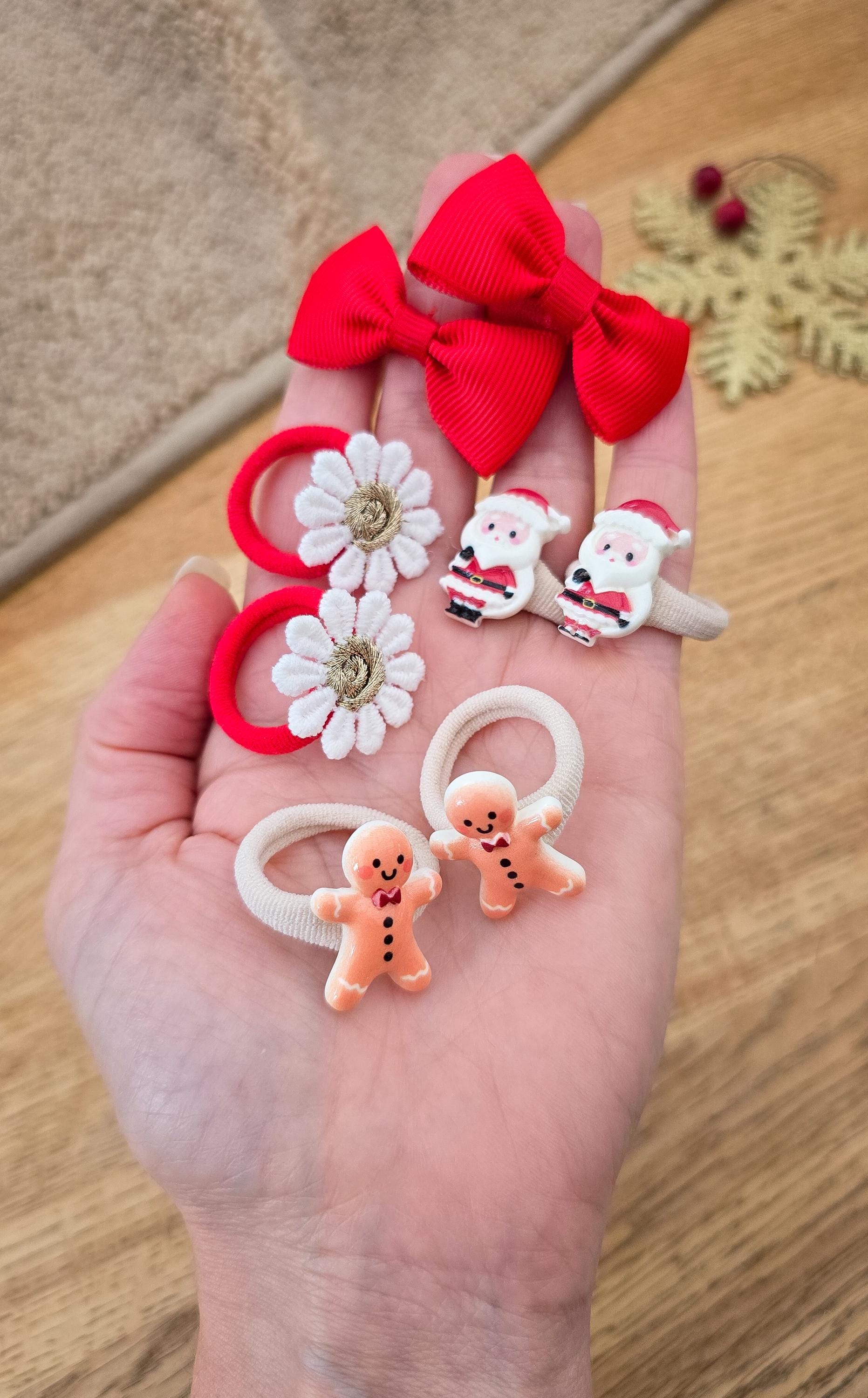 Set of Christmas Baby Hair Bobbles, Baby Hair Ties, Toddler Hair Bands, Soft Hair Bands, Mini Hair Bobbles, Baby Girl Stocking Filler Gift