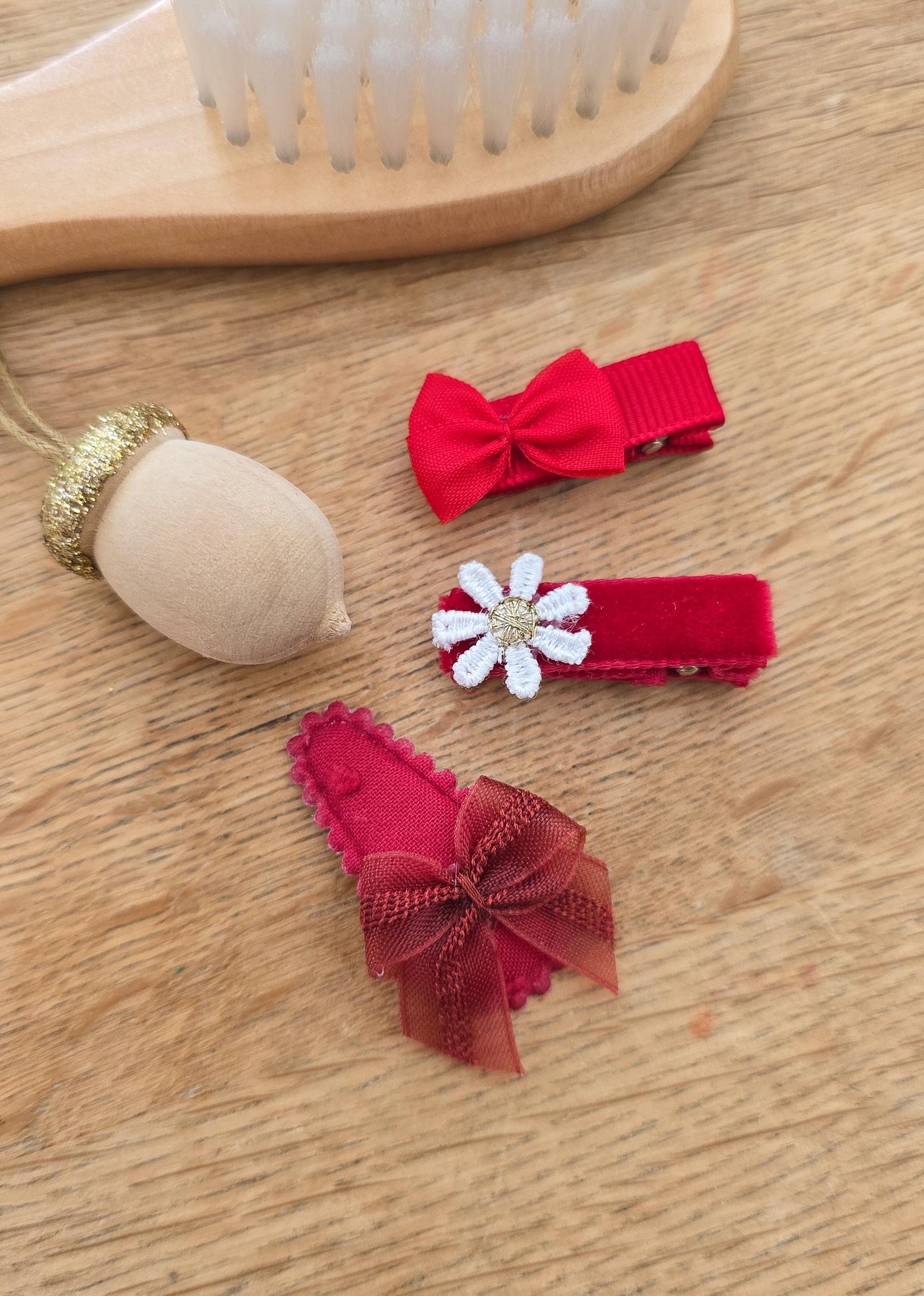 Christmas Baby First Hair Clips, Red Baby Hair Clips, Fully Lined Clips, Baby Fringe Clips, Tiny Hair Clips, Gentle Clips, Soft Hair Clips