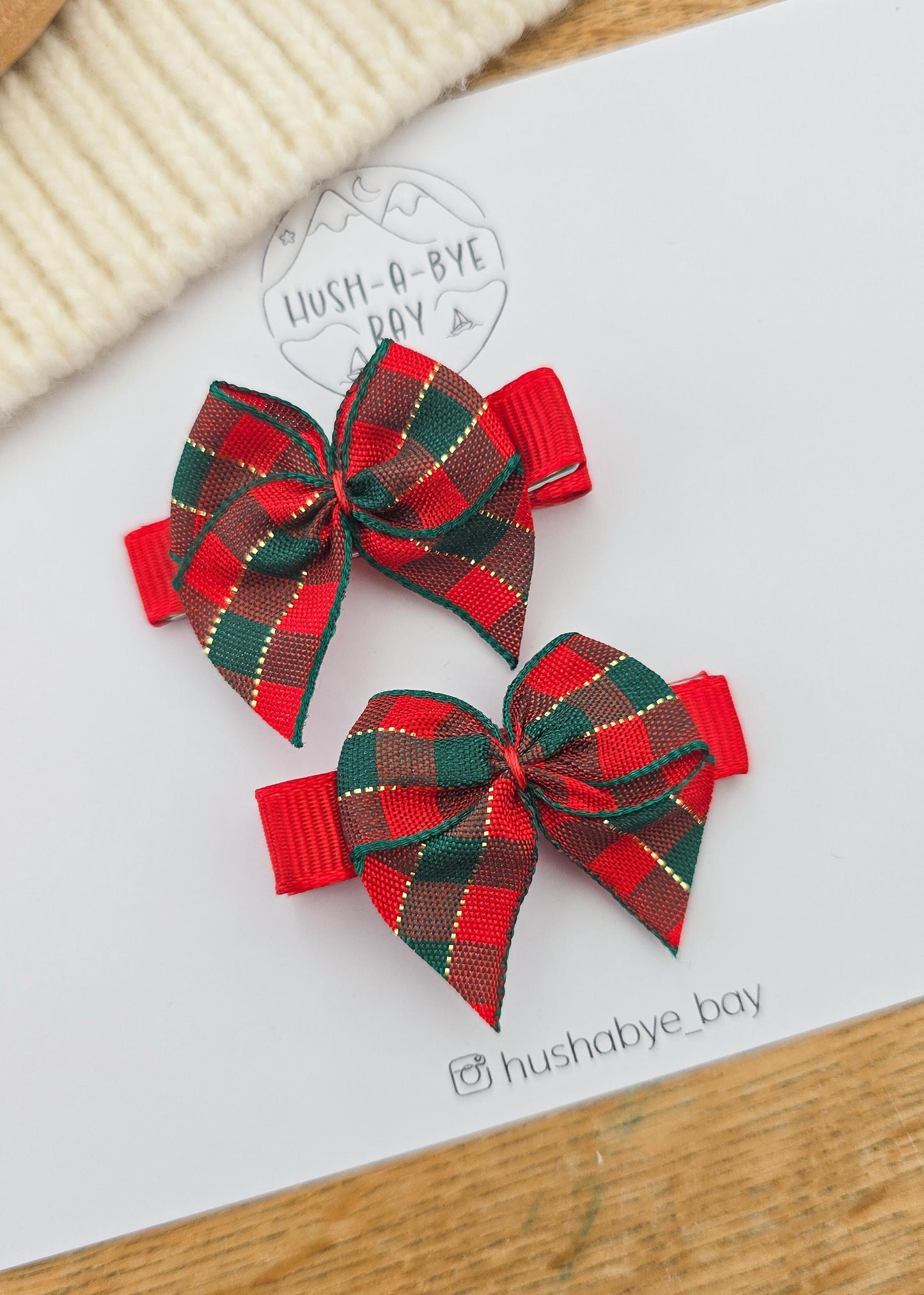 Gingham Christmas Hair Clips, Gingham Bow Hair Clips, Baby Fringe Clips, Festive Hair Clips, Baby Hair Clips, Christmas Hair Accessories