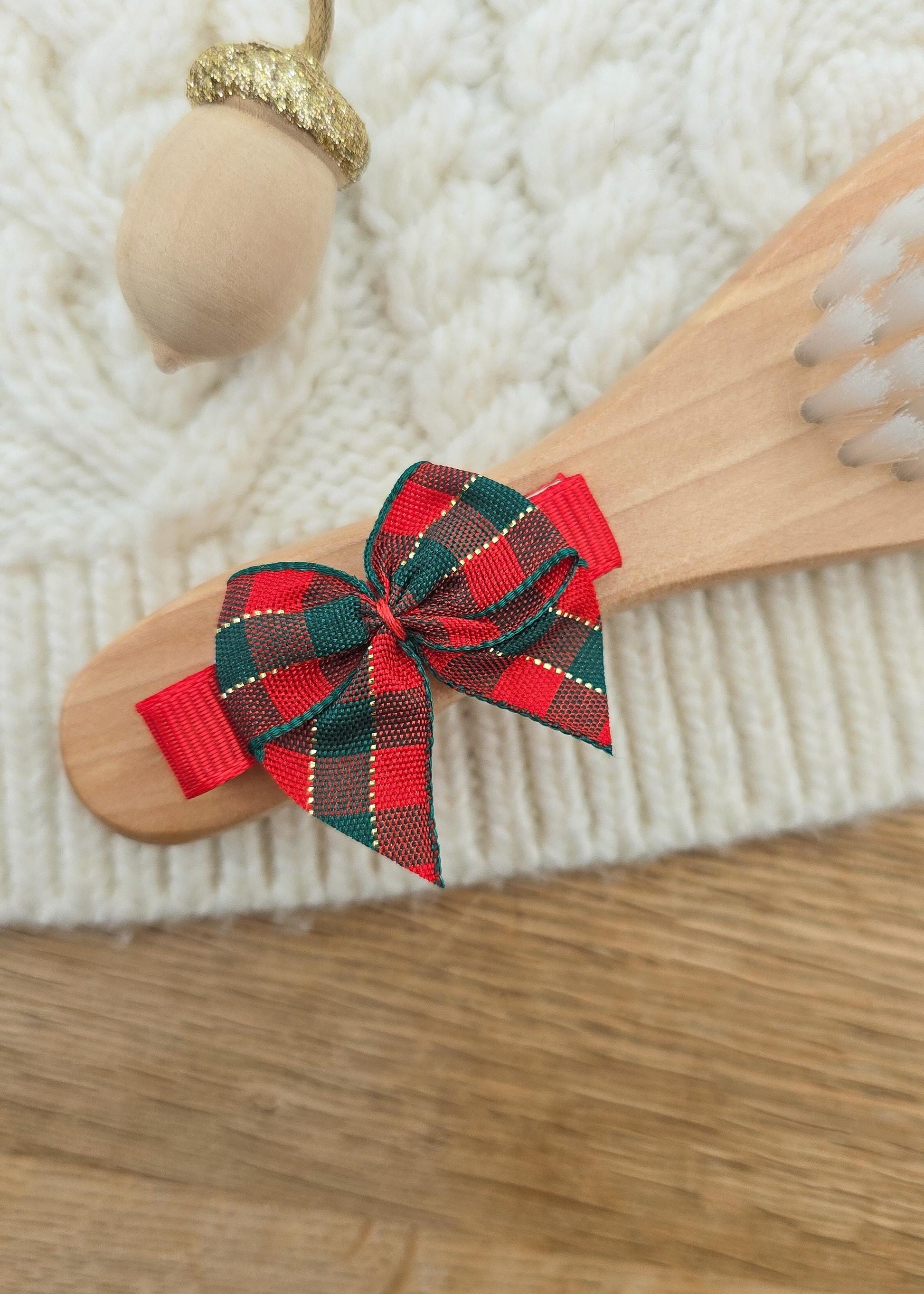 Gingham Christmas Hair Clips, Gingham Bow Hair Clips, Baby Fringe Clips, Festive Hair Clips, Baby Hair Clips, Christmas Hair Accessories