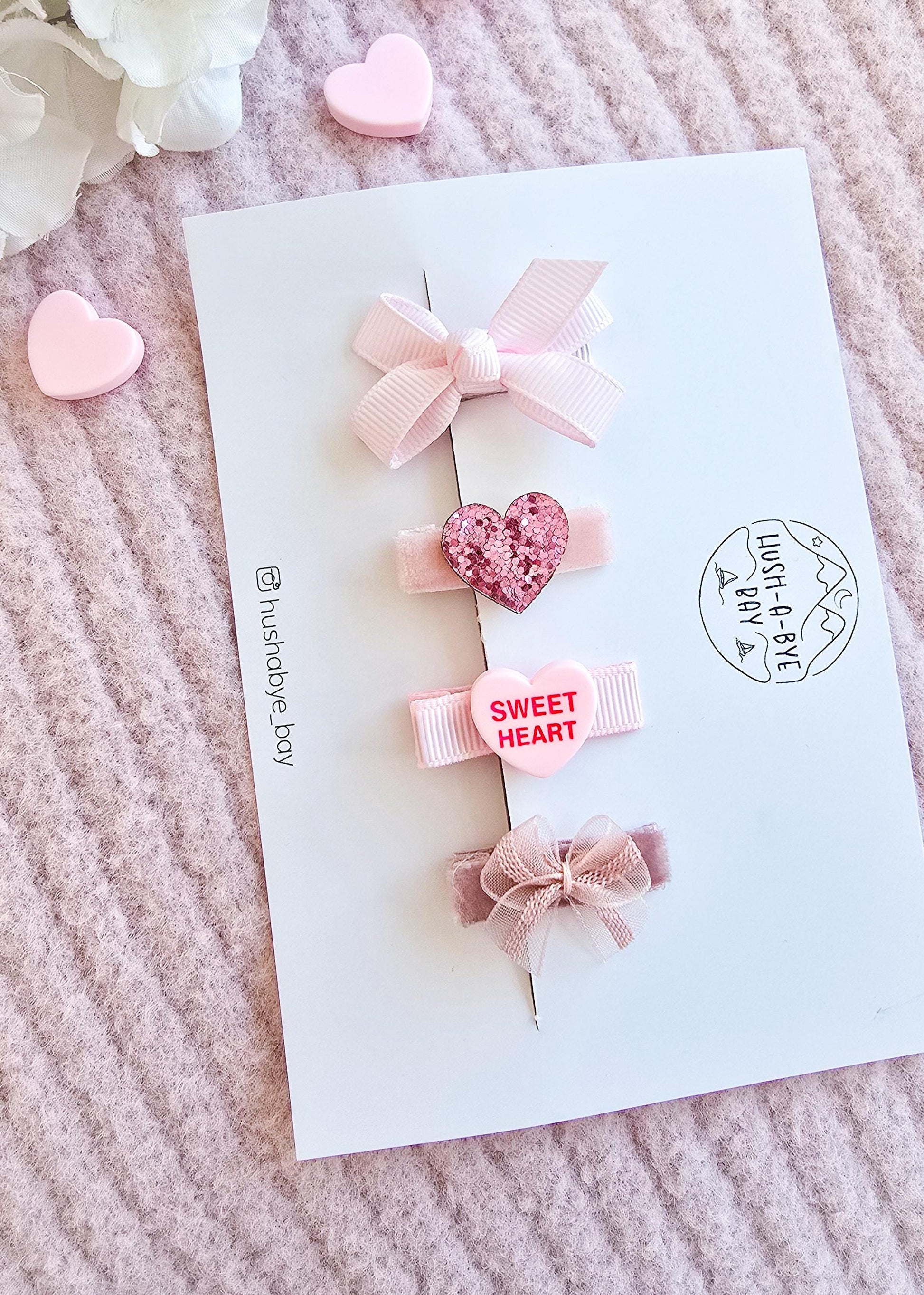 Valentines Hair Clip Set, Valentines gift for baby, Toddler Hair Clips, Baby Hair Clips, Girls Valentines Gift, Heart Hair Clips, Lovehearts