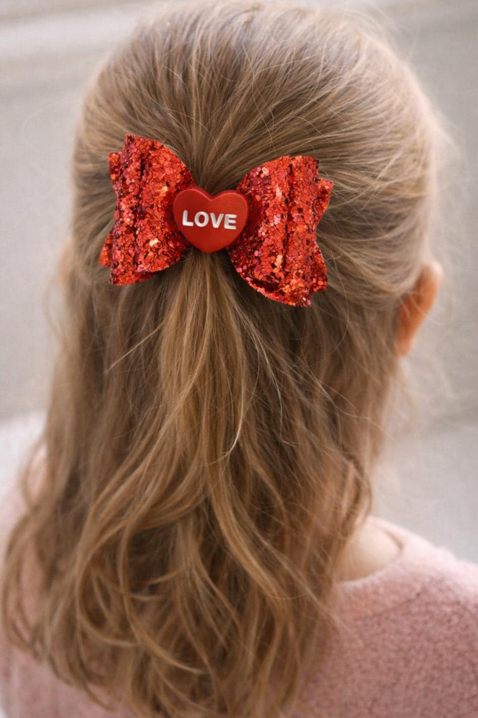 Valentines gift for girls, Valentines card for daughter, Small Valentines gift for kids, Valentines hair accessories, Red sparkly bow, Poem