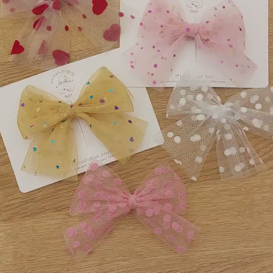 Girls Hair Bows, Tulle Bow, Baby Hair Bows, Party Bows, Sparkly Bow, Net Bows, Toddler Hair Bows, Christening Bows, Big Bows, Flower Girl