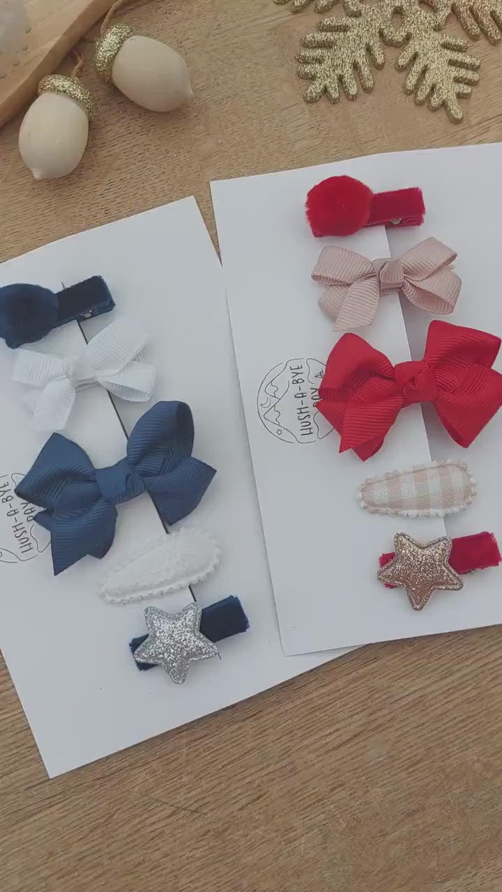 Baby First Hair Clips, Baby Christmas Hair Clips, Fully Lined Clips, Christmas Hair Clips, Festive Hair Clip Set, Toddler Clips