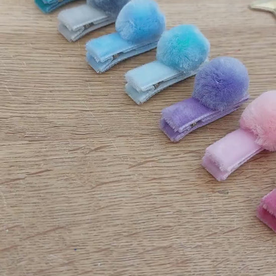 Pom Pom Hair Clips, Baby Hair Clips, Christmas Hair Clips, Velvet Hair Clips, Toddler Hair Clips, Baby Fringe Clip, Fully Lined Hair Clips