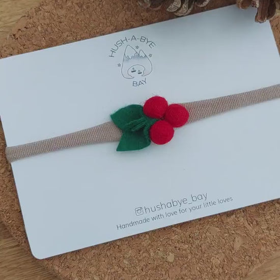 Holly Headband, Holly Hairband, Baby Headbands, Christmas Headband, Toddler Headbands, Baby Headbands, Newborn Headbands, Felt Holly Leaf