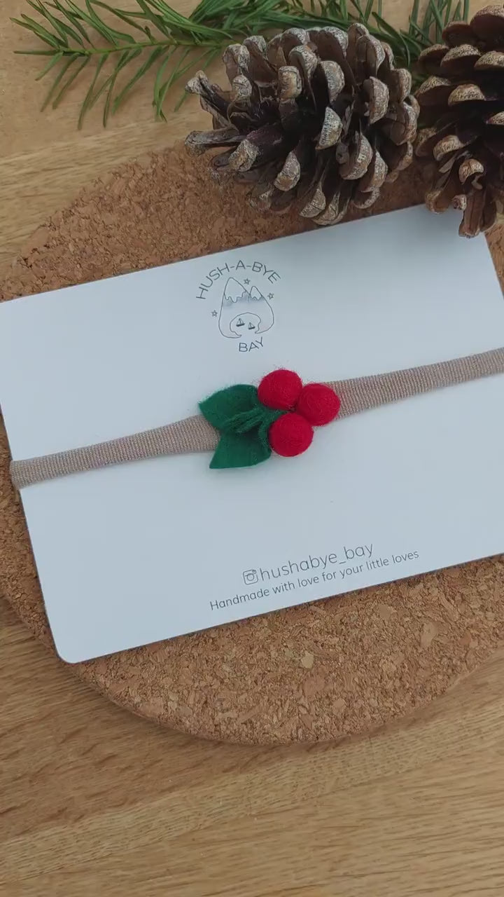 Holly Headband, Holly Hairband, Baby Headbands, Christmas Headband, Toddler Headbands, Baby Headbands, Newborn Headbands, Felt Holly Leaf