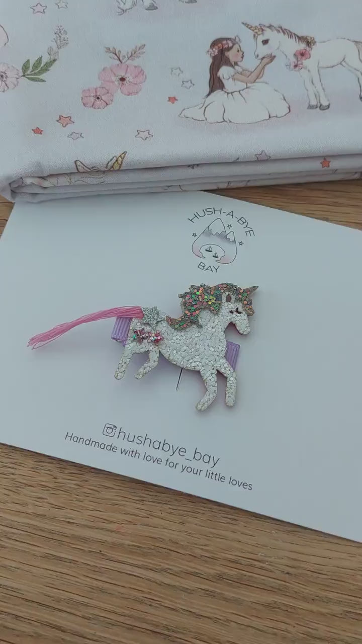 Unicorn Hair Clip, Glitter Unicorn Hair Clip, Girls Hair Clip, Toddler Hair Clips, Unicorn Gifts, Unicorn Barrette, Baby Hair Clips, Pony