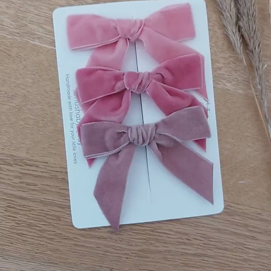 Pink Velvet Hair Bows, Pink Hair Bows, Velvet Bows, Pink Bow, Baby Bows, Toddler Hair Bows, Girls Hair Bows, Valentines Hair Bows