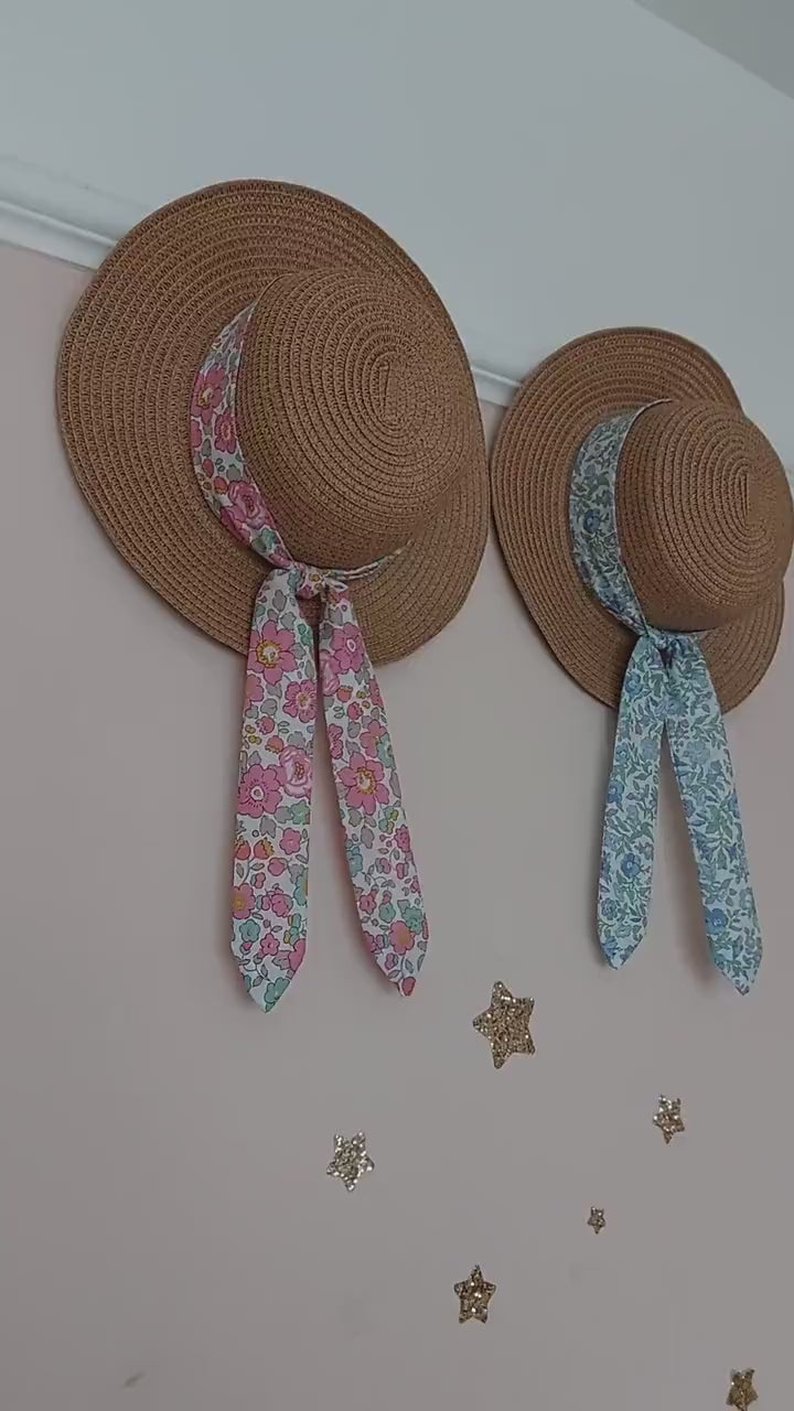 Girls Straw Hat, Sun Hat, Toddler Sun Hat, Boater, Childs Straw Hat, Rifle Paper, Liberty Fabric, Summer Hat, Girls Hat, Toddler Straw Hat