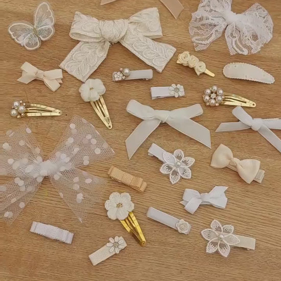 Christening Hair Clips, Flower Girl Hair Clips, Baptism Hair Clips, Flower Girl Hair Accessories, White Bows, Christening Bows