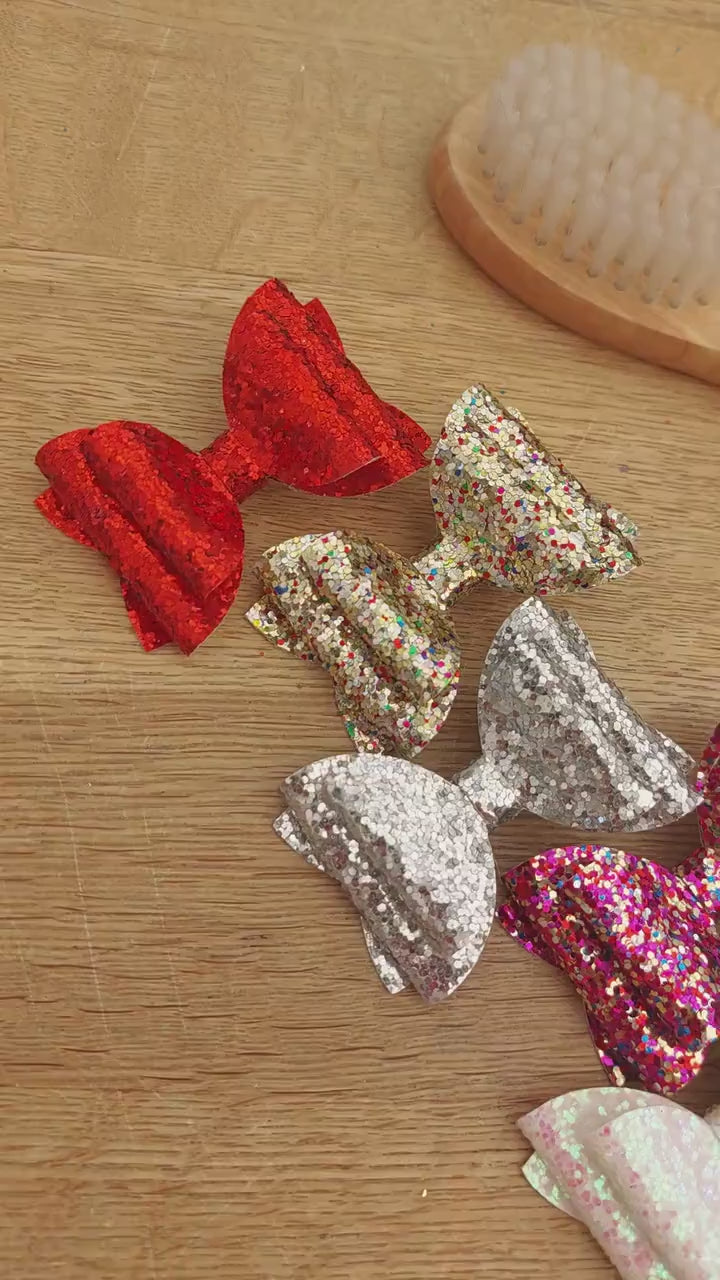 Sparkly Baby Bows, Glitter Bows, Christmas Bows, Party Bows, Girls Sparkly Bows, Baby Hair Clips, Toddler Hair Clips, Gold Bows, Glittery