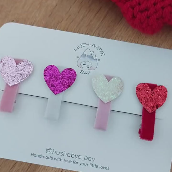Heart Hair Clips, Valentines Hair Clips, Heart Glitter Hair Clips, Toddler Hair Clips, Baby Hair Clips, Valentines gift for girls, Red Heart