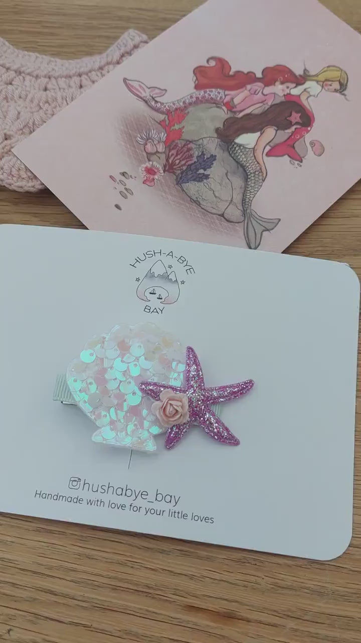 Mermaid Hair Clip, Mermaid Shell Hair Clip, Mermaid Party Hair Clip, Toddler Hair Clips, Girls Hair Clips, Mermaid Costume, Sequin Hair Clip