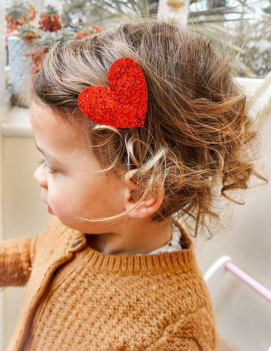 Heart Hair Clip, Red Heart Glitter Clip, Fringe Clips, Toddler Hair Clips, Baby Hair Clips, Large Red Heart Hair Clip, Valentines Hair Clip
