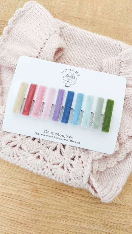 Velvet Hair Clips, Fringe Clips, Toddler Hair Clips, Baby Hair Clips, Hair Clip Set, Multicoloured hair clips, Velvet fringe, Barrettes